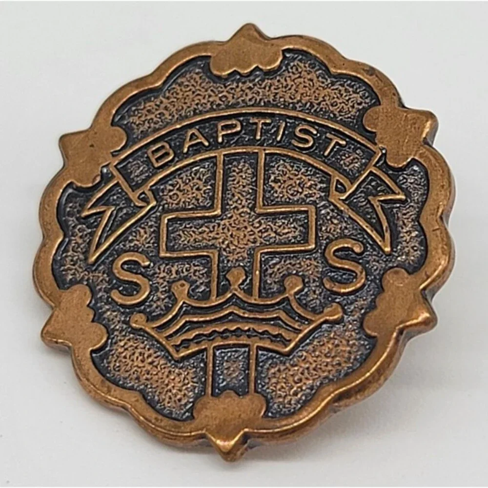Baptist S.S. Sunday School Pins Lot of 2 Copper Tone Broadman Supplies USA